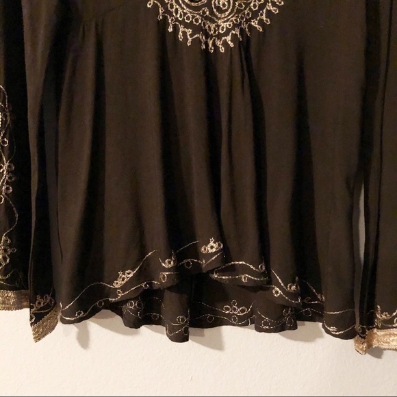 Emma Caine brown metallic gold trim tunic blouse - Picture 3 of 16